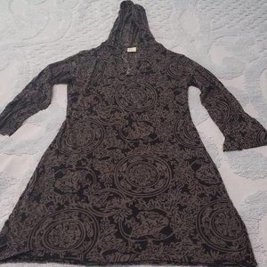 DALANCE-COLLECTION Women's Tunic With Hood,Very Thin Trabsparent Vintage